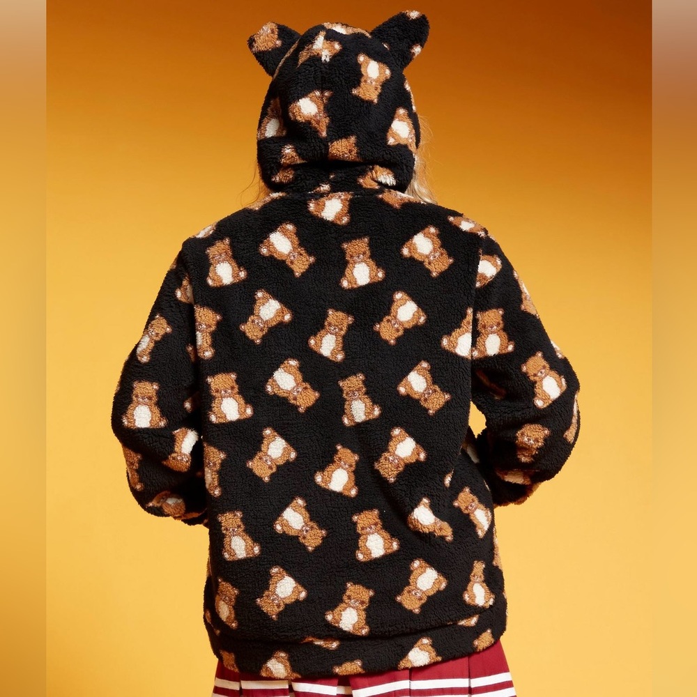 Hot Topic Teddy Bear Sherpa Hoodie - size LARGE - oversized plush teddy sweater - Picture 3 of 13